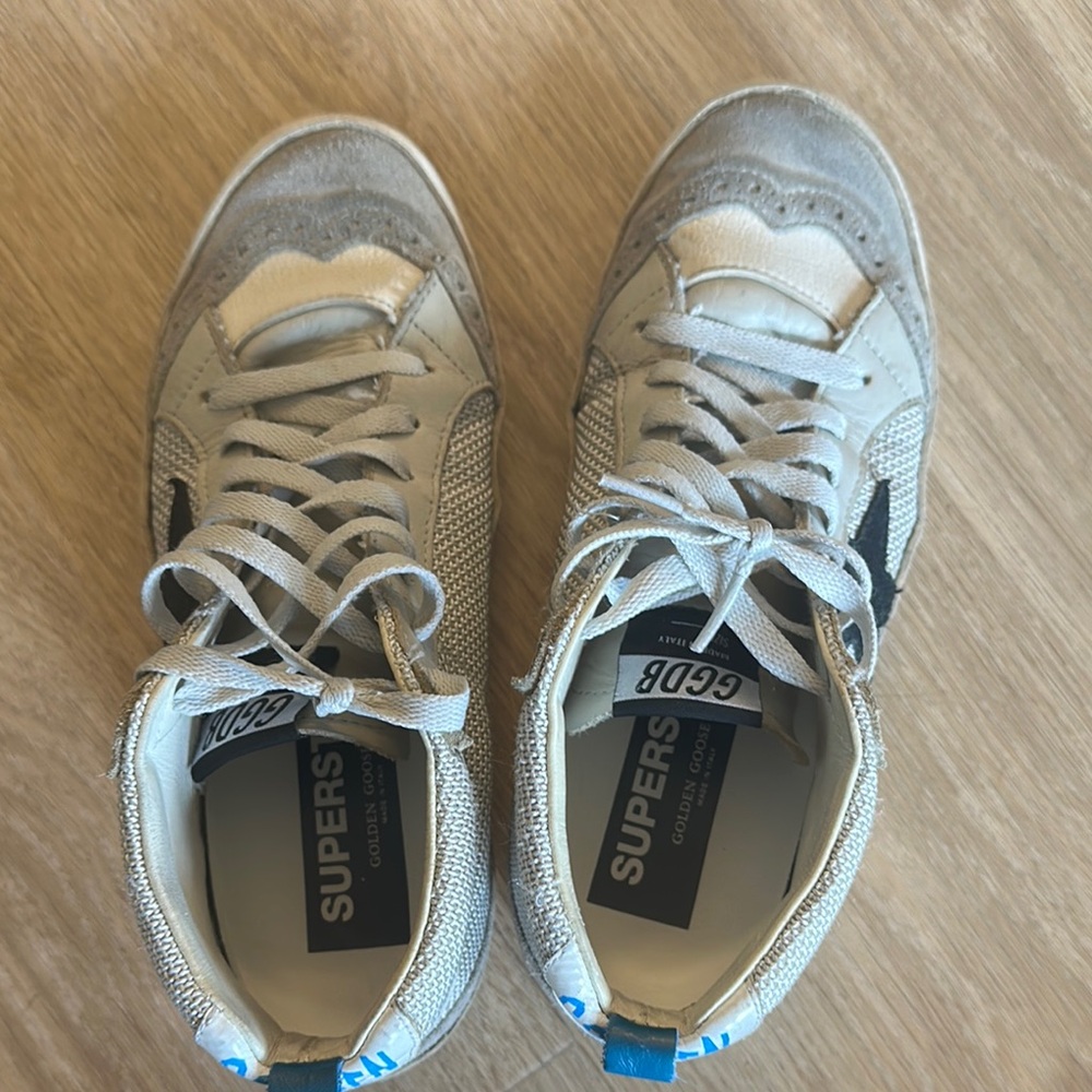Golden Goose SUPERS Gray and Blue Sneakers